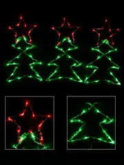 Christmas Tree Shape With Stars LED String Light Silhouettes - 3 x 39cm