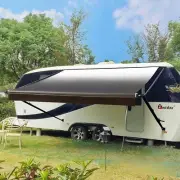18'x8' Fade Black White RV Awning Replacement Fabric Canopy Patio Retractable