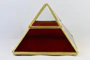 Handcrafted Red Pyramid Curio Cabinet Collectible Glass Figurine Display Case