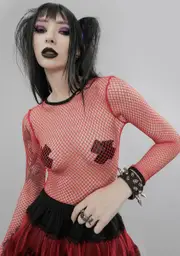 [Widow] Hellfire Presence Of Evil Fishnet Top