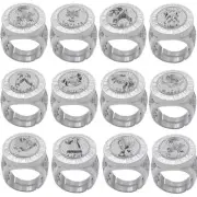 Zodiac Sign Astrology 18K White Gold Finish Baguette Lab Diamond Ring Band
