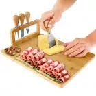 Bamboo Cheese Board and Cheese Spreader Set 14×11" Charcuterie Board for Partyั