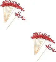 LUOZZY 24 Pcs Romantic Heart Cake Toppers Wedding Cake Decorations Bridal Shower Cupcake Picks Engagement Party Dessert Supply