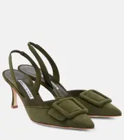 [Manolo Blahnik] Manolo Blahnik Maysli suede slingback pumps AU 10 green
