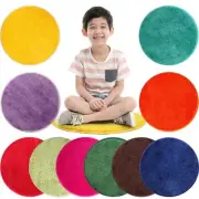 Nuogo 10 Pieces Kids Crazy Carpet Circle Seats Rainbow Floor Rug Mats Warm Co...
