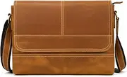 [newsbirds] Men's Genuine Leather Shoulder Bag Retro Messenger Casual Business Handbag Shoulder Bags Briefcase Made of Genuine Buffalo Leather, 9358 Light Brown