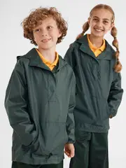 Kids Pull Over School Spray Jacket - Bottle Green