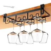 Under Shelf Wine Glass Holder - Black, Stemware Rack for Cabinet, Holds Multi...