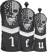 Hellery 3Pcs Golf Club Head Cover,Cue Protect Case,Golf Wood Headcover Protection Sleeve for Adults