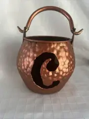 Metal Pumpkin Cauldron Bucket Candle Holder C Carved - Decoration Fall Halloween