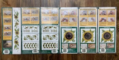 Vtg 1990s Sunflower Decals Lot of 6 Packs 140+ Transfers Stickers Shabby Chic