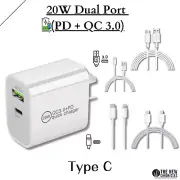 20W DUAL USB-C Type C Fast Wall Charger Adaptor QC3.0 For Android iPhone iPad AU