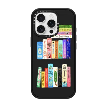 iPhone 16 Pro Impact Case MagSafe Compatible Books Lovers [waterclolor Bookshelf]