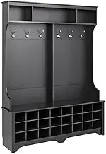 Prepac 60" Wide Hall Tree with 24 Shoe Cubbies, Black