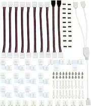 Xiaojiang Store 95PCS .L-ED Strip Connection 5050 4 Pins RGB .L-ED Strip Light Jumper Wire Connection Terminal Splice T/L-Shaped .L-ED Connector Kit