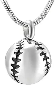 DOTUIARG Baseball Cremation Ashes Necklace for Men/Stainless Steel Ball Memorial Urn Jewelry Ashes Holder Keepsake Pendant