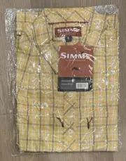 Simms Stone Cold Short Sleeve Shirt UPF Large Yellow Quick Dry Wrinkle Free NEW