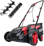 MZK 13-inch 2-in-1 Electric Dethatcher and Scarifier w/Removeable 4-Position Height Adjustment,Lawn dethatcher w/8-Gallon Thatch Collection Bag,Keep Lawn Health