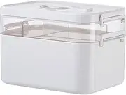 Medicine Storage Box, Double Layers Multi Grid Organiser With Lid, Portable First Aid Cabinet for Home, School, Office (L)