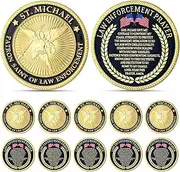 WinnerWhy 10 Pack St. Michael Patron Saint of Law Enforcement Challenge Firefighters Coin for Firefighter Police Officers Us Military Prayer Gift