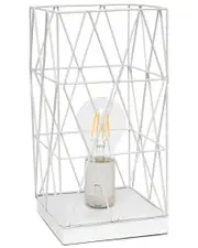 Lalia Home White Geometric Square Metal Table Lamp