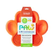 Pet Dreamhouse Paw 2 In 1 Slow Feeder Bowl Lick Pad Combo Orange
