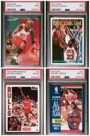 1991 1992 1993 1995 Michael Jordan PSA Lot Topps, Fleer, Archives PSA 9 + PSA 8