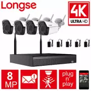 Longse Wifi CCTV 4CH Wireless Security Camera System Kit 4K Camera Easy Setup