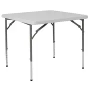 34'' Multipurpose Square Adjustable Height Granite White Plastic Folding Table