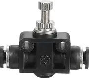 HARFINGTON PSA-1/4 Air Flow Control Valve Push to Connect Fitting 1/4" OD x 1/4" OD In-Line Speed Controller Union Straight for Semi Truck Trailers Air Brake System, Black