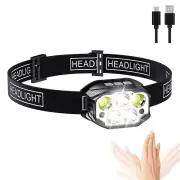 1200LM Super Bright Motion Sensor Headlamp Outdoor Waterproof Head Flashlight USB Charging Headlight for Fishing Camping