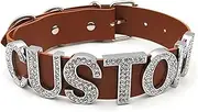 [KQISAN] Fashion Personalized Punk Wide Brown Pu Leather Choker Necklace With Name/Initials/Letters Charm,Custom Made Adjustable Choker Collar Gothic Punk Necklaces Jewelry Gifts For Women