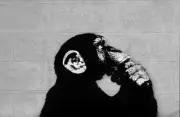 BANKSY STREET ART CANVAS PRINT 24"X 18" Thinker Monkey grafitti