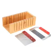 Soap Cutting Tool Set Wooden Bread Cutter Mold with Straight Wavy Stainless Steel Knife