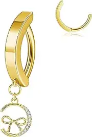 [JSDDE] Stainless Steel Belly Button Piercing Ring 14ga 10 mm Belly Clicker Piercing Moon Butterfly Belly Button Rings Gold, Einheitsgröße, Stainless Steel, No Gemstone