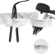LUCKNIGHT Hair Dryer Holder, Hair Dryer Holder, Straightener Holder, Hair Dryer Holder Wall No Drilling, Universal Wall Mount, Two Installation Methods, Aluminium Alloy, for Most Hair Dryers