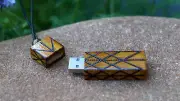 Wooden USB 2.0 Flash Drive 16GB - pendant necklace Viking Symbol Wyrd Web