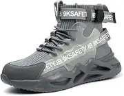 Luolocsn Work Boots Safety Steel Toe Shoes for Men and Women Slip Resistant Lightweight Breathable Industrial & Construction Sneakers