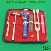 FIBER OPTIC Otoscope Tuning Fork C128 Reflex Hammer Diagnostic SET BLUE DG-08