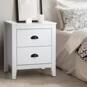 Bedside Table with 2 Drawers White End Side Table Nightstand Storage Cabinet
