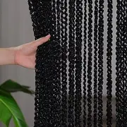 Black Beaded Curtains String Curtain Doorway Curtain Tassels Beaded Curtain, Boho Macrame Sliding Door Curtain Wedding Tapestry Decoration, Room Divider for Pe