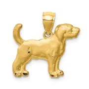 14k Yellow Gold Diamond-cut Beagle Pendant