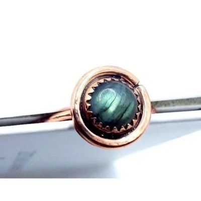 Labradorite copper crystal ring handmade