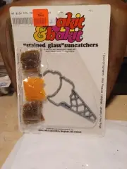 Makit & Bakit Ice Cream Cone Suncatcher Stained Glass Craft Kit Vtg 1980s
