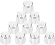 uxcell 10Pcs Guitar Amplifier Push on Fit Knobs for 6mm/0.24" Dia Potentiometer, Control Knob White-Silver for Volume Tone Control, Guitar Bass Parts, Chrome