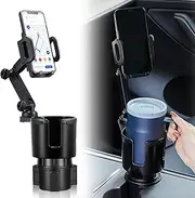 THIS HILL Car Cup Holder Expander Adjustable Base with Phone Mount 360° Rotation Cup Holder Cell Phone Holder for Car Compatible with iPhone/Samsung All Smartphones