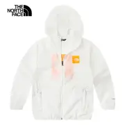 【The North Face 官方旗艦】北面兒童白色防風防曬彈力袖口可打包休閒連帽外套｜899CFN4