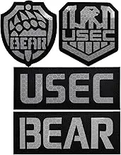 4 Pack Russia Escape from Tarkov Bear USEC IR Infrared Reflective Patch - Tactical Military Badges Decorative Appliques - Hook and Loop Fastener Backing