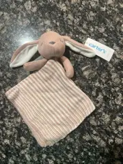 NEW! Carters Lovey Nunu Soft Bunny Pink Stripe Knit Blankie Baby Gift
