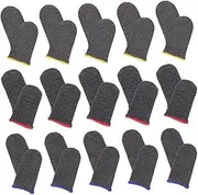 jojofuny 18 Pairs Silver Fiber Game Finger Grip Arm Gamer Thumb Monitor Controller Toenail para Tape Fingerless Kit Hand Fingertip Resistant Gloves Shield Flicker Guard Gel